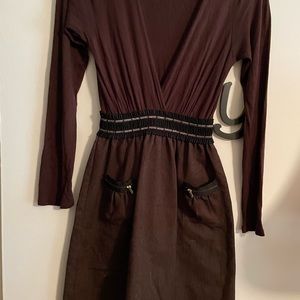 Brown cute small dress! Looks sharp with boots